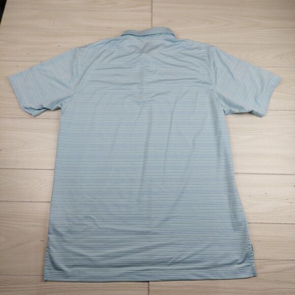 Dunning Golf Polo Shirt Mens‎ Large Blue Striped Casual Stretch Performance Wick - Picture 3 of 9